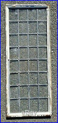 Antique 32 Pane Leaded Clear Glass Window, Steel Frame 47 by 19 by 1-1/4, 25#