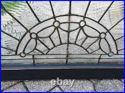 Antique ARCHED TRANSOM BEVELED (LEADED, STAINED) GLASS WINDOW
