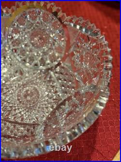 Antique American Brilliant Period Lead Cut Glass Sawtooth Edge 10 Crystal Bowl
