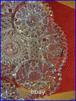 Antique American Brilliant Period Lead Cut Glass Sawtooth Edge 10 Crystal Bowl