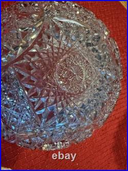 Antique American Brilliant Period Lead Cut Glass Sawtooth Edge 10 Crystal Bowl