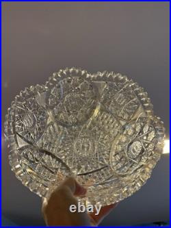 Antique American Brilliant Period Lead Cut Glass Sawtooth Edge 10 Crystal Bowl