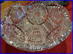 Antique American Brilliant Period Lead Cut Glass Sawtooth Edge 10 Crystal Bowl