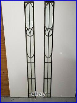 Antique American Fully Beveled Glass Window Pair Architectural Salvage