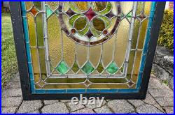Antique American STAINED GLASS WINDOW EXCEPTIONAL 40 X 30