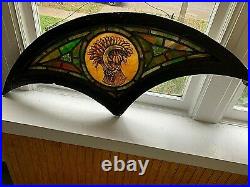 Antique American Stained Glass Pair Of Windows