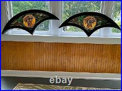 Antique American Stained Glass Pair Of Windows