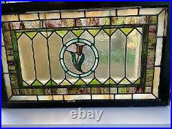 Antique American Stained Glass Transom Window