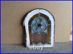 Antique American Stained Glass Window Circle Top 16 X 21 Salvage