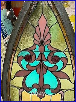 Antique American Stained Glass Window Original Pair