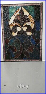 Antique American Stained Glass Window Pair Architectural Salvage