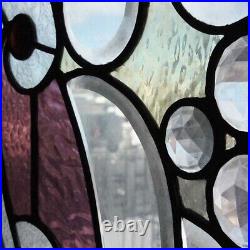 Antique American Victorian Stained, Leaded, Jewelled Glass Window c. 1890