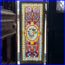 Antique American Victorian Stained, Painted, Jewelled, Leaded Glass Window