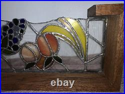 Antique American stained glass window Fruit Bowl 43x 9 1/4 Vintage Custom