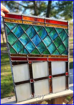 Antique Architectural Salvage Slag & Leaded Glass Panel Multi Color