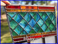 Antique Architectural Salvage Slag & Leaded Glass Panel Multi Color