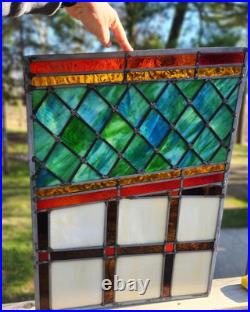 Antique Architectural Salvage Slag & Leaded Glass Panel Multi Color