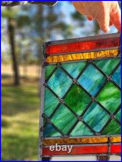 Antique Architectural Salvage Slag & Leaded Glass Panel Multi Color
