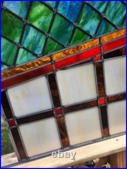 Antique Architectural Salvage Slag & Leaded Glass Panel Multi Color