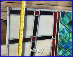 Antique Architectural Salvage Slag & Leaded Glass Panel Multi Color