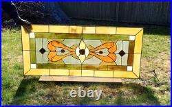 Antique Architectural Salvage Transom Window Leaded Stained Glass 53x23 Framed Antique Architectural Salvage Transom Window Leaded Stained Glass 53x23 Framed