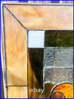 Antique Architectural Salvage Transom Window Leaded Stained Glass 53x23 Framed Antique Architectural Salvage Transom Window Leaded Stained Glass 53x23 Framed