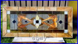 Antique Architectural Salvage Transom Window Leaded Stained Glass 53x23 Framed Antique Architectural Salvage Transom Window Leaded Stained Glass 53x23 Framed