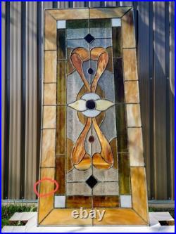 Antique Architectural Salvage Transom Window Leaded Stained Glass 53x23 Framed Antique Architectural Salvage Transom Window Leaded Stained Glass 53x23 Framed