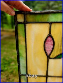 Antique Architecture Salvage Slag & Leaded Glass Panel Multi-Color
