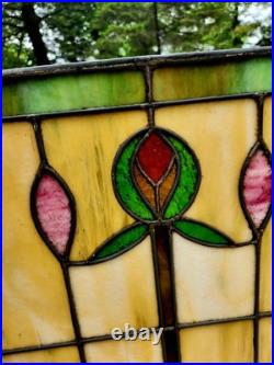 Antique Architecture Salvage Slag & Leaded Glass Panel Multi-Color