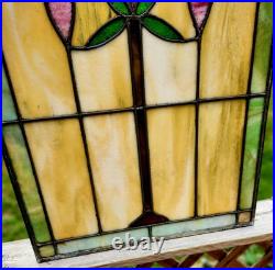 Antique Architecture Salvage Slag & Leaded Glass Panel Multi-Color