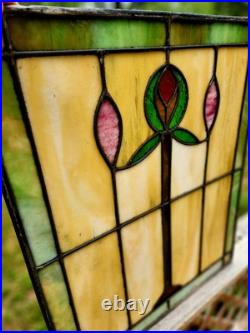 Antique Architecture Salvage Slag & Leaded Glass Panel Multi-Color