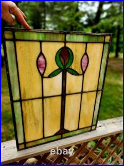 Antique Architecture Salvage Slag & Leaded Glass Panel Multi-Color