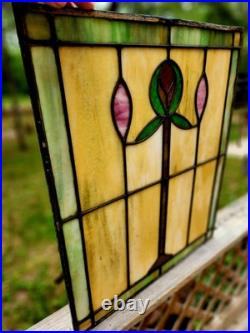Antique Architecture Salvage Slag & Leaded Glass Panel Multi-Color