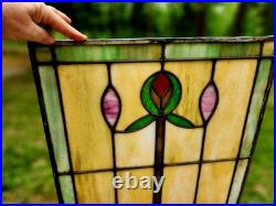 Antique Architecture Salvage Slag & Leaded Glass Panel Multi-Color