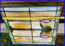 Antique Architecture Salvage Slag & Leaded Glass Panel Multi-Color