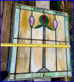 Antique Architecture Salvage Slag & Leaded Glass Panel Multi-Color