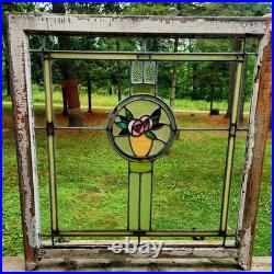 Antique Architecture Salvage Slag & Leaded Glass Window Multi-Color