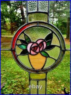 Antique Architecture Salvage Slag & Leaded Glass Window Multi-Color