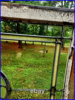 Antique Architecture Salvage Slag & Leaded Glass Window Multi-Color