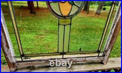 Antique Architecture Salvage Slag & Leaded Glass Window Multi-Color
