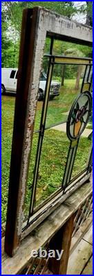 Antique Architecture Salvage Slag & Leaded Glass Window Multi-Color