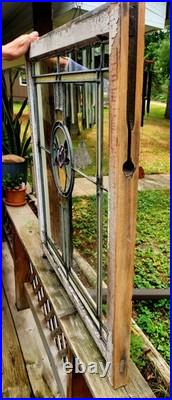 Antique Architecture Salvage Slag & Leaded Glass Window Multi-Color