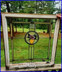 Antique Architecture Salvage Slag & Leaded Glass Window Multi-Color
