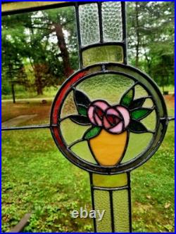 Antique Architecture Salvage Slag & Leaded Glass Window Multi-Color