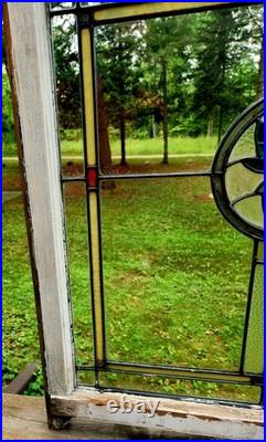 Antique Architecture Salvage Slag & Leaded Glass Window Multi-Color