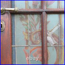 Antique Argentine Beaux-Arts Mahogany Leaded Painted Glass Door 19th Century