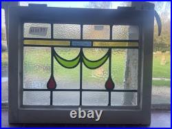 Antique Art Deco Leaded Stained Glass Window Panel 1920s