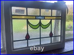 Antique Art Deco Leaded Stained Glass Window Panel 1920s
