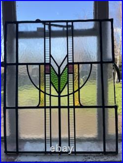 Antique Art Deco Leaded Stained Glass Window Panel 1920s, Unique